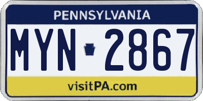 PA license plate MYN2867