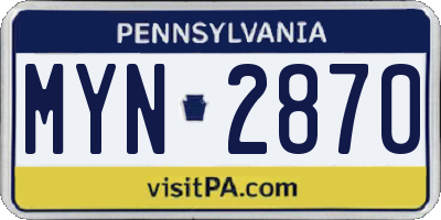 PA license plate MYN2870