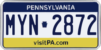 PA license plate MYN2872