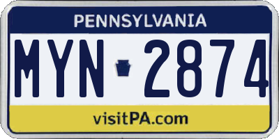 PA license plate MYN2874