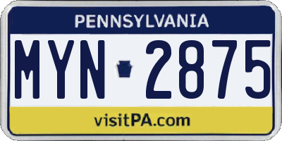 PA license plate MYN2875