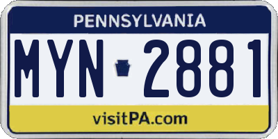 PA license plate MYN2881