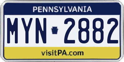 PA license plate MYN2882