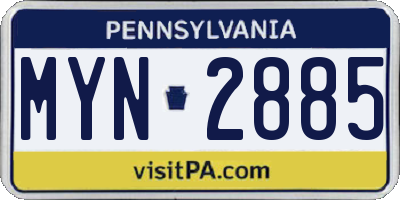 PA license plate MYN2885