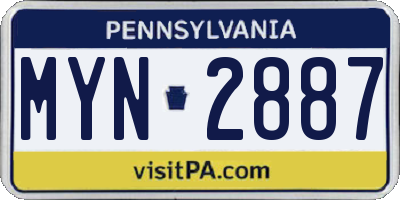 PA license plate MYN2887
