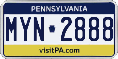 PA license plate MYN2888