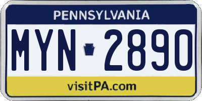 PA license plate MYN2890