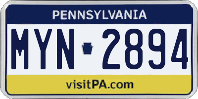 PA license plate MYN2894