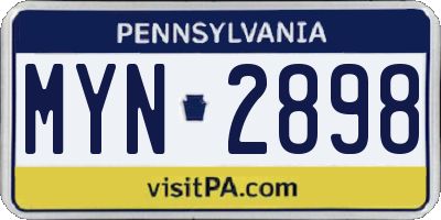 PA license plate MYN2898