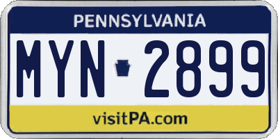 PA license plate MYN2899