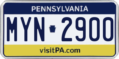 PA license plate MYN2900