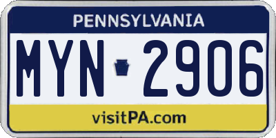 PA license plate MYN2906