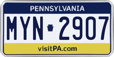 PA license plate MYN2907