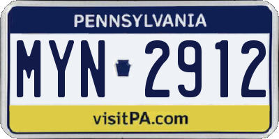 PA license plate MYN2912