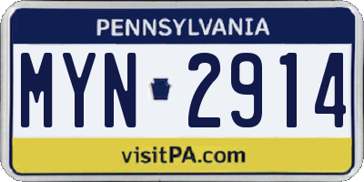 PA license plate MYN2914