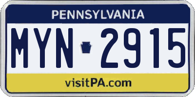 PA license plate MYN2915
