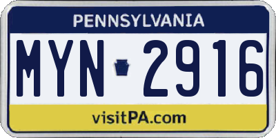 PA license plate MYN2916