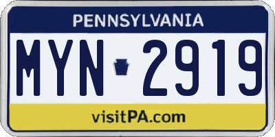 PA license plate MYN2919