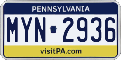 PA license plate MYN2936