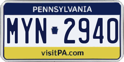 PA license plate MYN2940