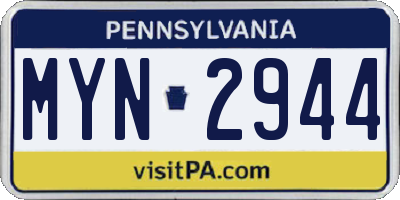 PA license plate MYN2944