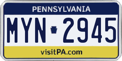 PA license plate MYN2945
