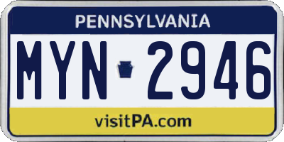 PA license plate MYN2946
