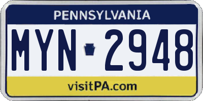 PA license plate MYN2948