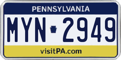 PA license plate MYN2949