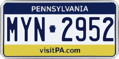 PA license plate MYN2952