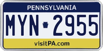 PA license plate MYN2955