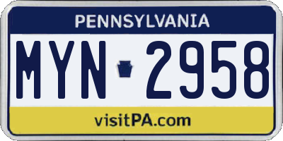 PA license plate MYN2958