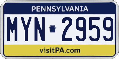 PA license plate MYN2959