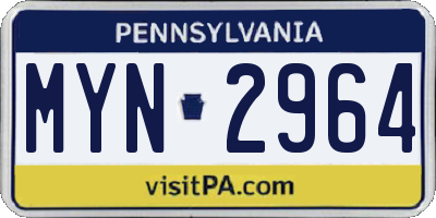 PA license plate MYN2964