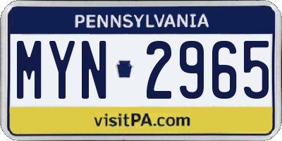 PA license plate MYN2965