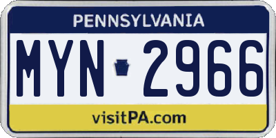 PA license plate MYN2966
