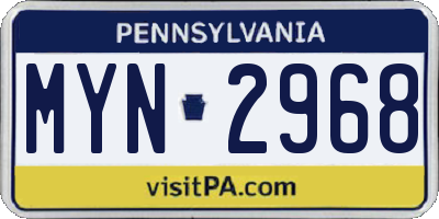 PA license plate MYN2968