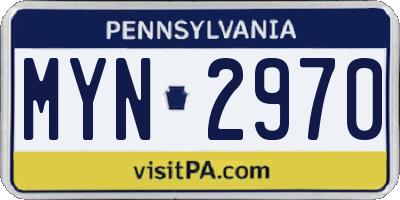 PA license plate MYN2970