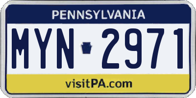 PA license plate MYN2971