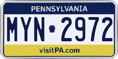 PA license plate MYN2972