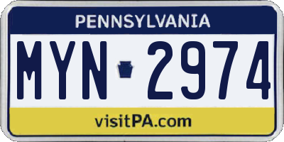 PA license plate MYN2974
