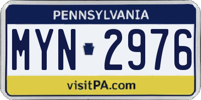 PA license plate MYN2976