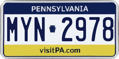 PA license plate MYN2978