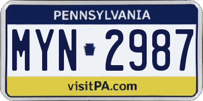 PA license plate MYN2987