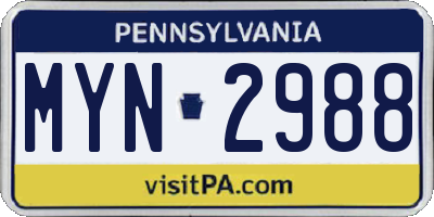 PA license plate MYN2988