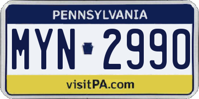 PA license plate MYN2990