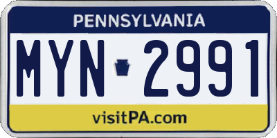 PA license plate MYN2991