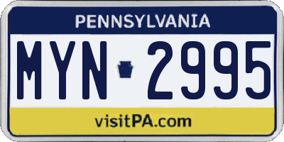 PA license plate MYN2995