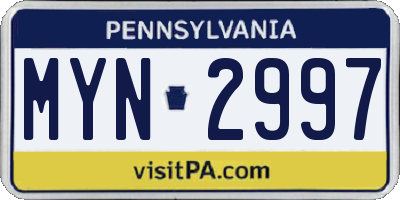 PA license plate MYN2997