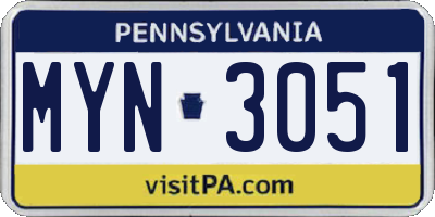 PA license plate MYN3051